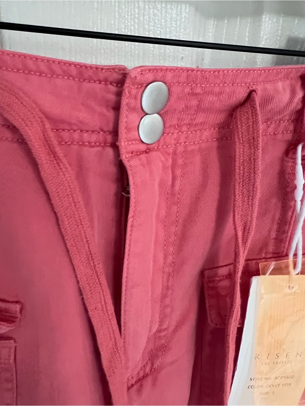 Risen Tencel Relaxed Cargo Pants Dolce Vita Pink Drawstring Size L NWT - Picture 6 of 11